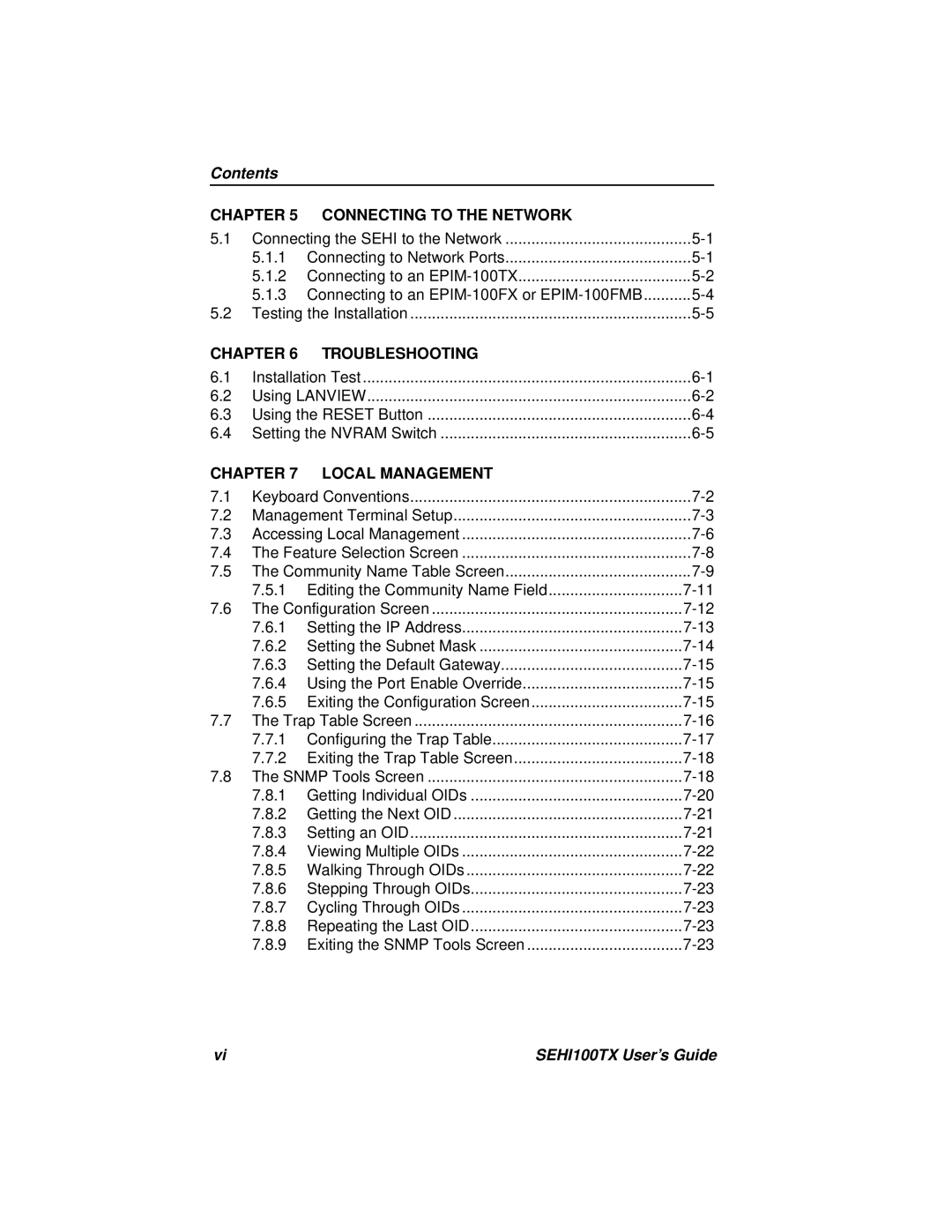 Cabletron Systems SEHI100TX-22 manual Contents 