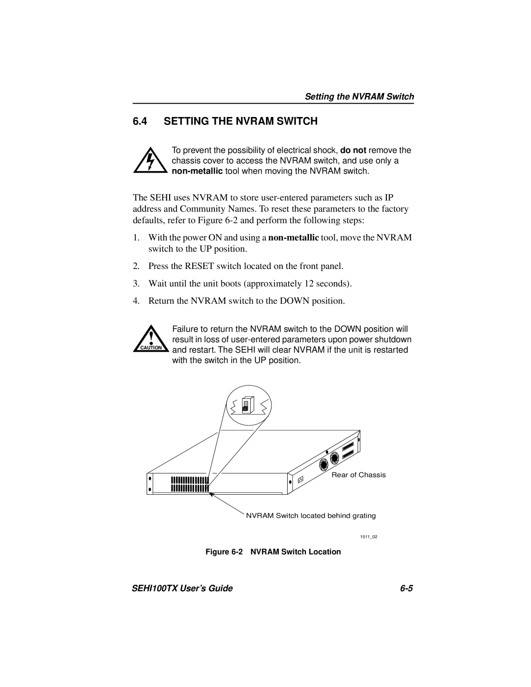 Cabletron Systems SEHI100TX-22 manual Setting The Nvram Switch 