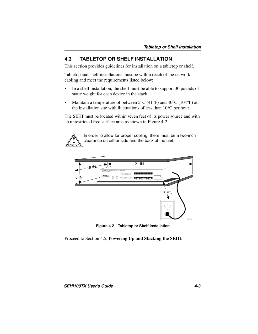 Cabletron Systems manual Tabletop or Shelf Installation, SEHI100TX-22 