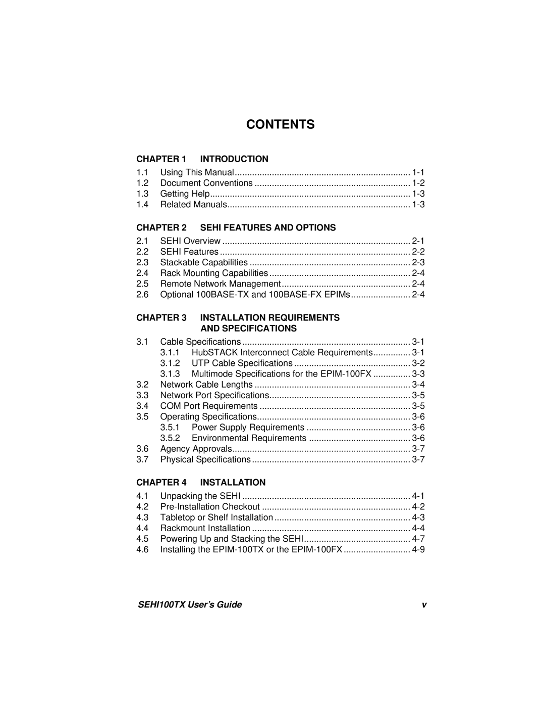 Cabletron Systems SEHI100TX manual Contents 