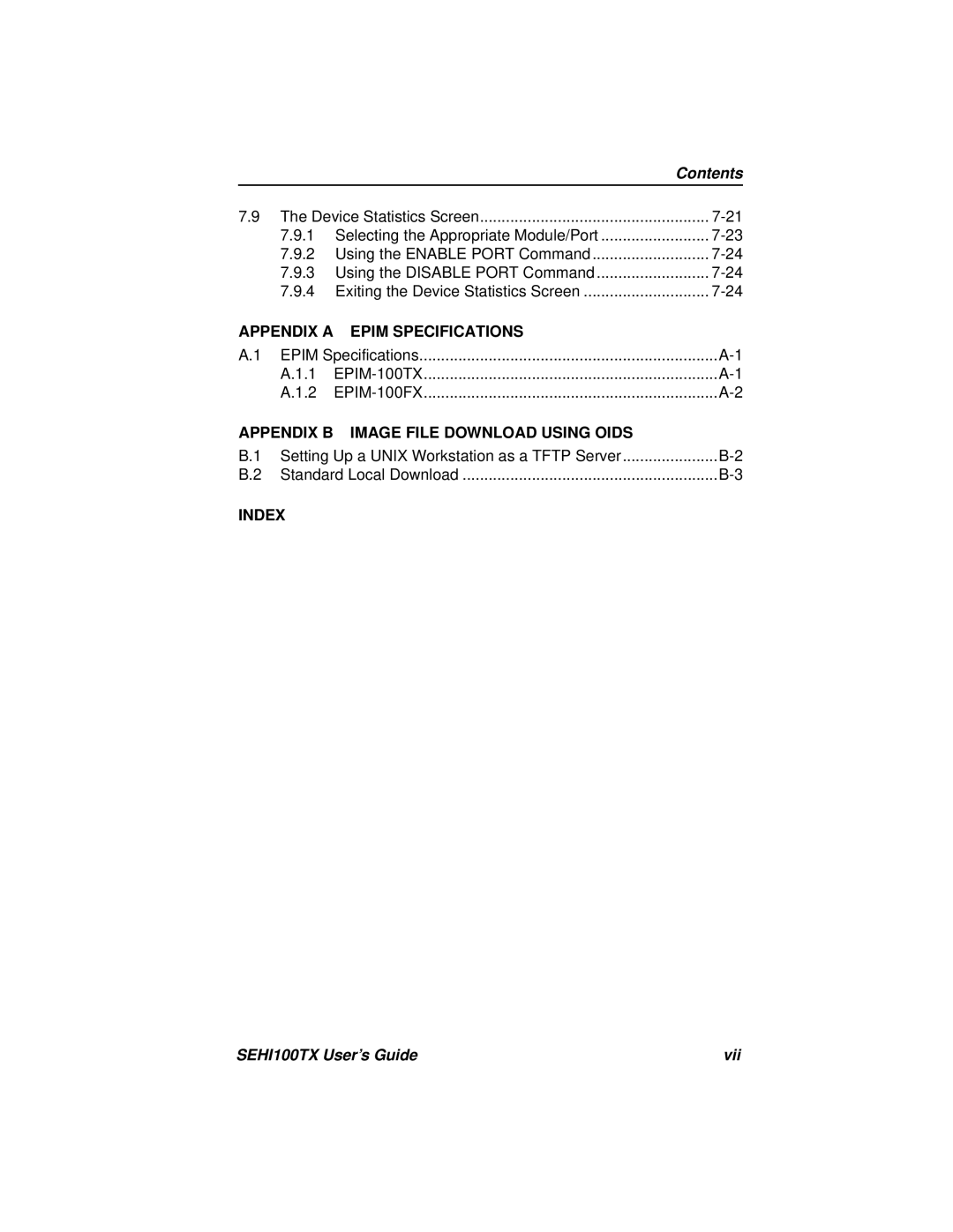 Cabletron Systems manual SEHI100TX User’s Guide Vii 