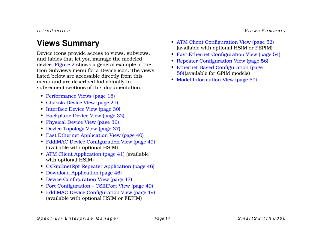 Cabletron Systems 1088, SM-CSI1076, 1082 manual Views Summary 