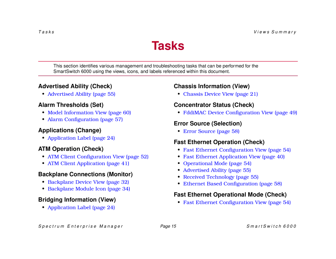 Cabletron Systems 1082, SM-CSI1076, 1088 manual Tasks, Fast Ethernet Operation Check 