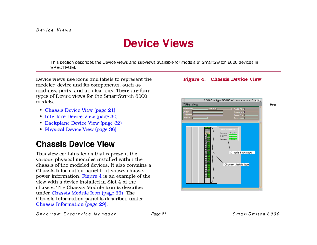 Cabletron Systems 1082, SM-CSI1076, 1088 manual Device Views, Chassis Device View 