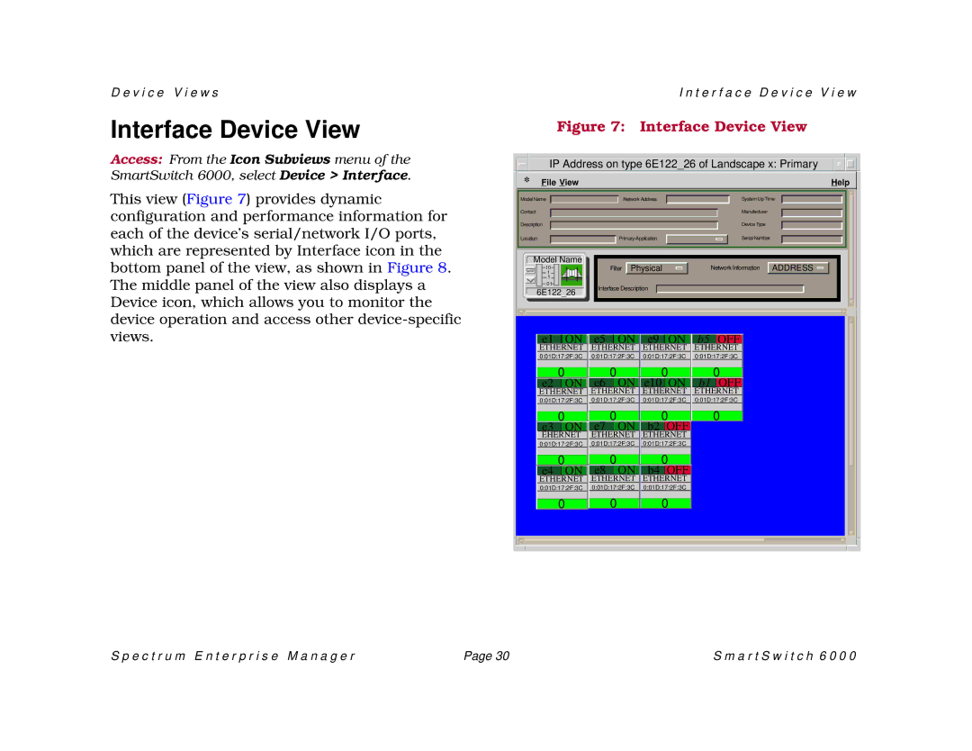 Cabletron Systems 1082, SM-CSI1076, 1088 manual Interface Device View 