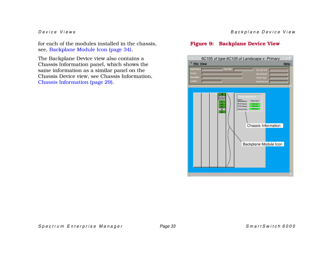 Cabletron Systems 1082, SM-CSI1076, 1088 manual Backplane Device View 