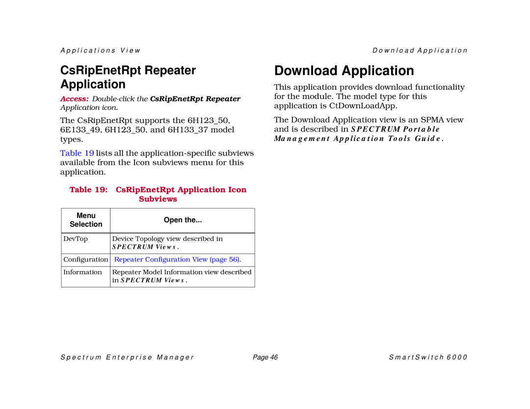 Cabletron Systems SM-CSI1076, 1088, 1082 manual Download Application, CsRipEnetRpt Repeater Application, Menu Open 