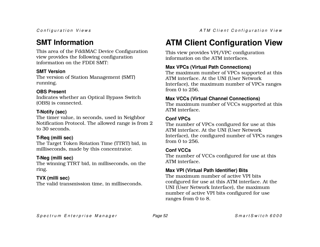 Cabletron Systems SM-CSI1076, 1088, 1082 manual ATM Client Configuration View, SMT Information 