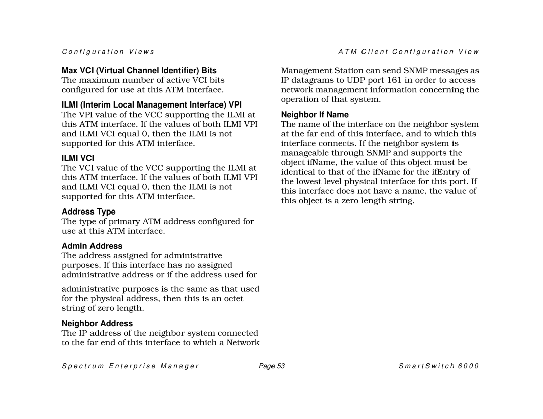 Cabletron Systems 1088, SM-CSI1076, 1082 manual Address Type, Admin Address, Neighbor Address, Neighbor If Name 