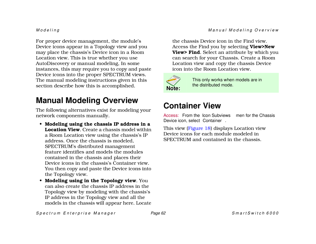 Cabletron Systems 1088, SM-CSI1076, 1082 manual Manual Modeling Overview, Container View 