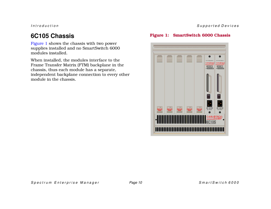 Cabletron Systems SM-CSI1076, 1088, 1082 manual 6C105 Chassis, SmartSwitch 6000 Chassis 