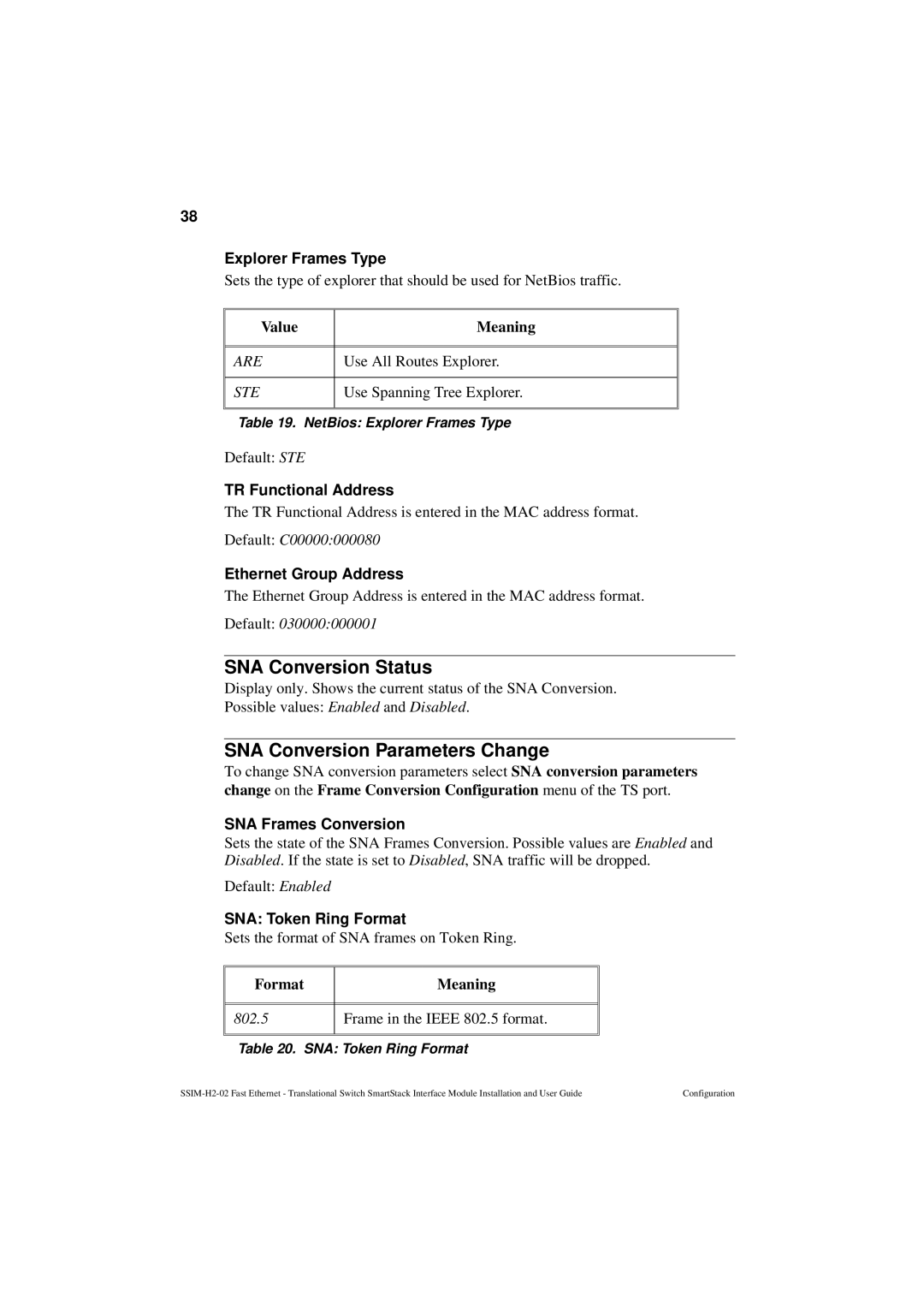 Cabletron Systems SSIM-H2-02 manual SNA Conversion Status, SNA Conversion Parameters Change 