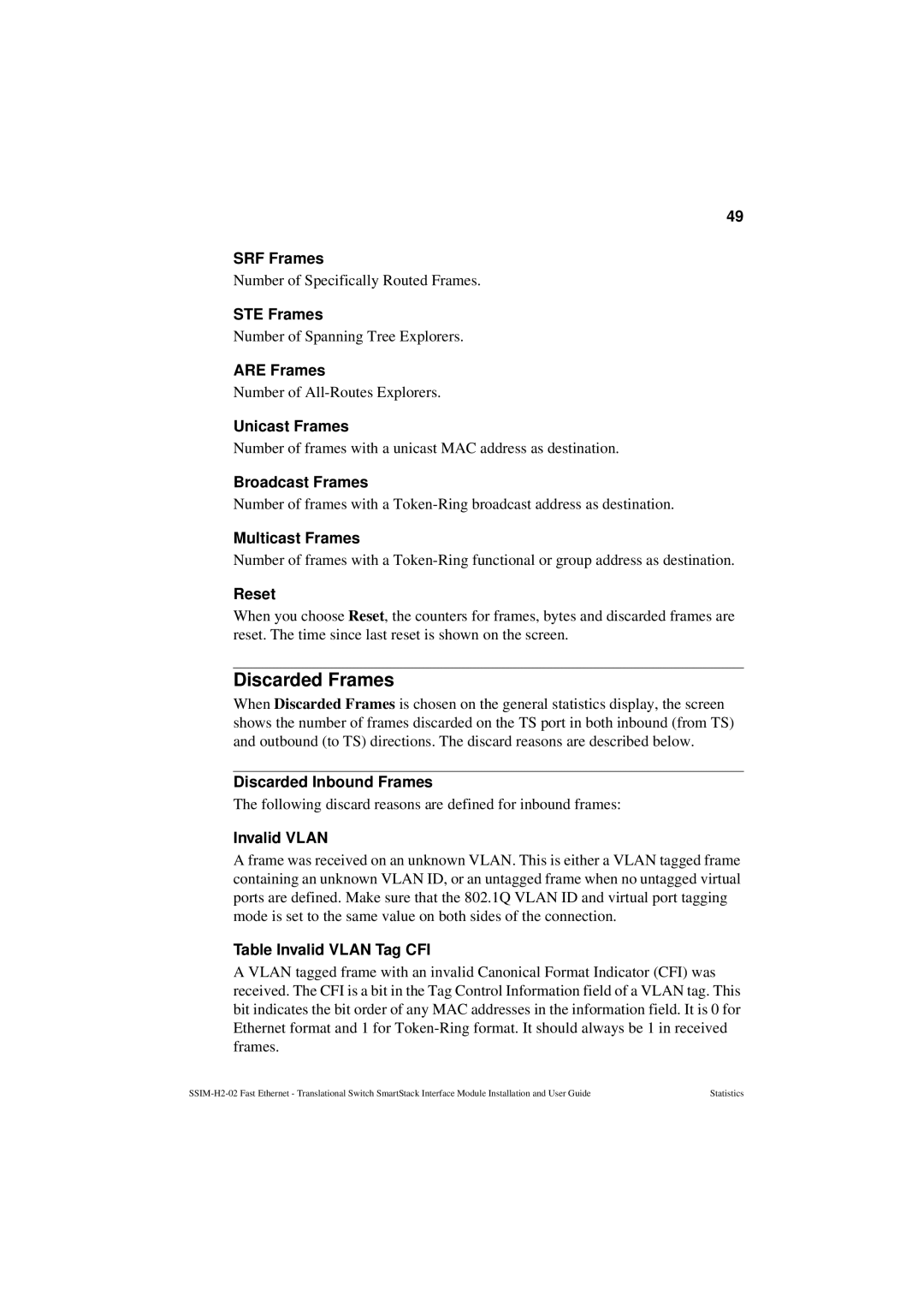 Cabletron Systems SSIM-H2-02 manual Discarded Frames 