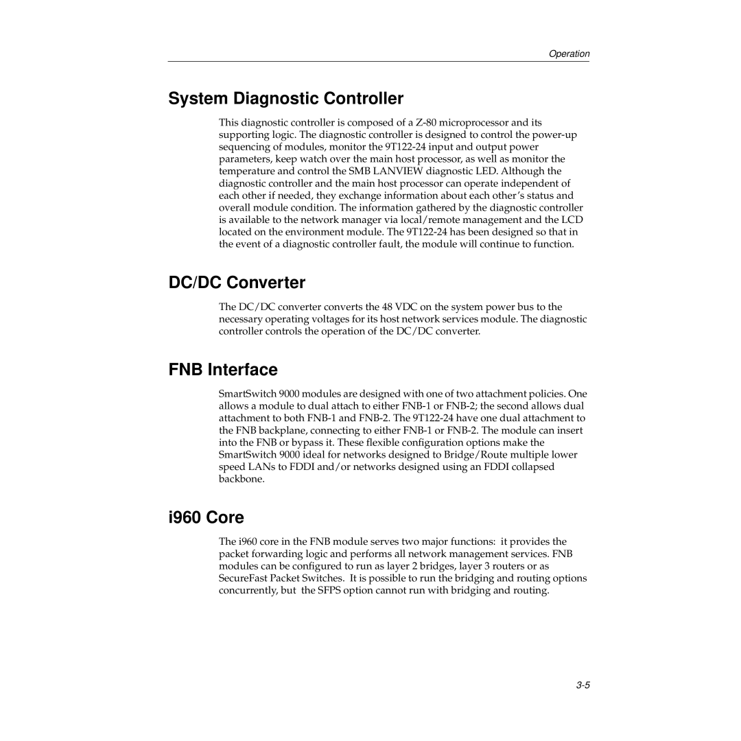 Cabletron Systems STH-24 manual System Diagnostic Controller, DC/DC Converter, FNB Interface, I960 Core 