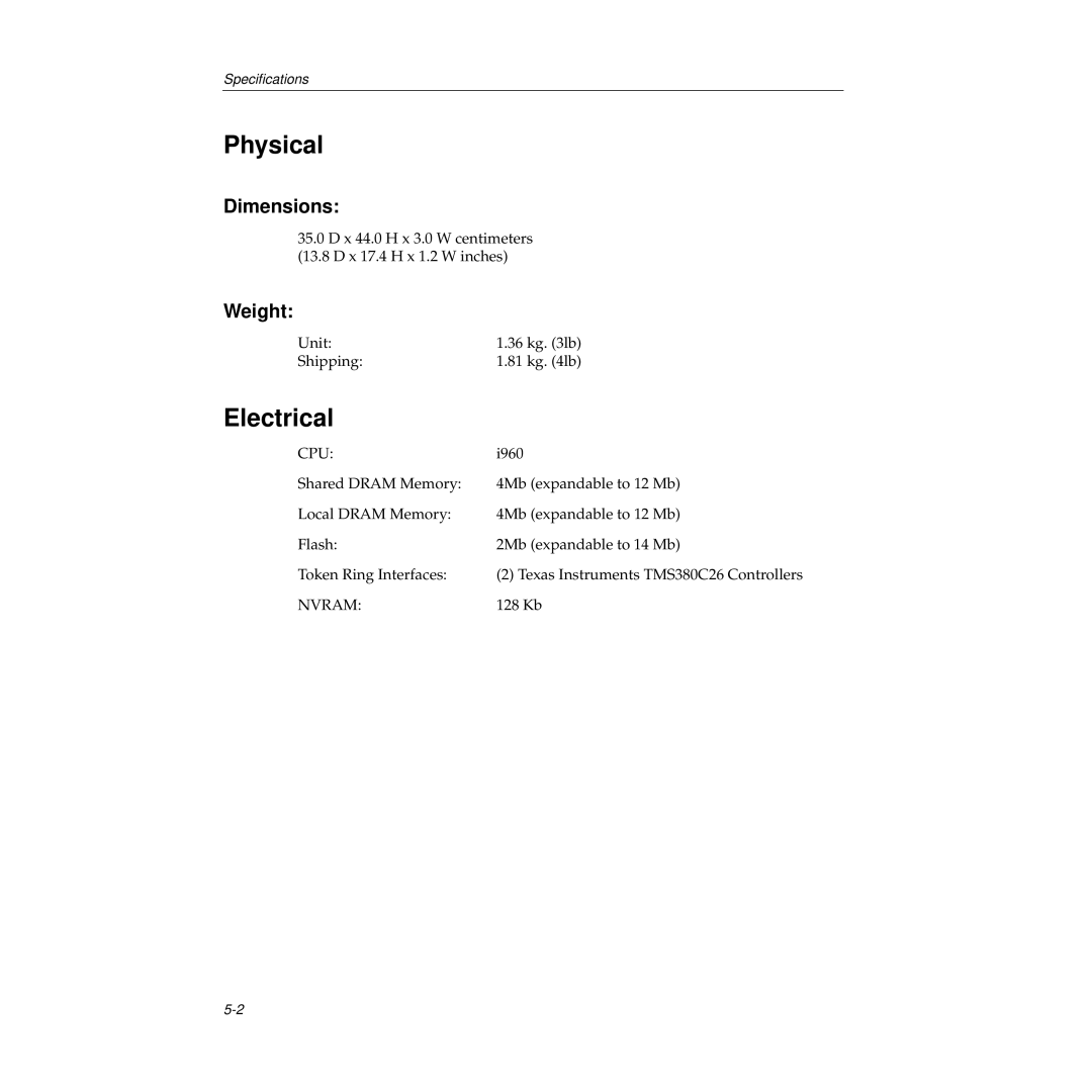 Cabletron Systems STH-24 manual Physical, Electrical 