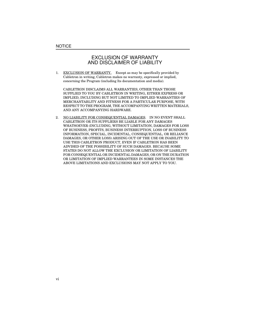 Cabletron Systems STH-22, STHI-44, 42, 24 manual Exclusion of Warranty Disclaimer of Liability 