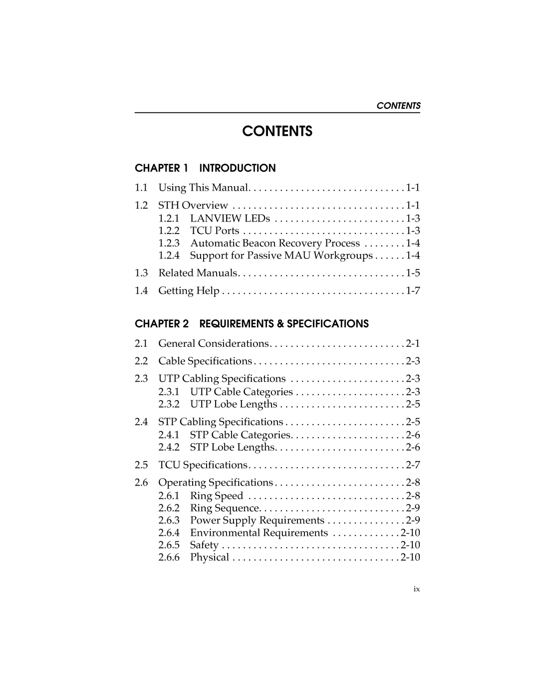 Cabletron Systems 24, STHI-44, STH-22, 42 manual Contents 