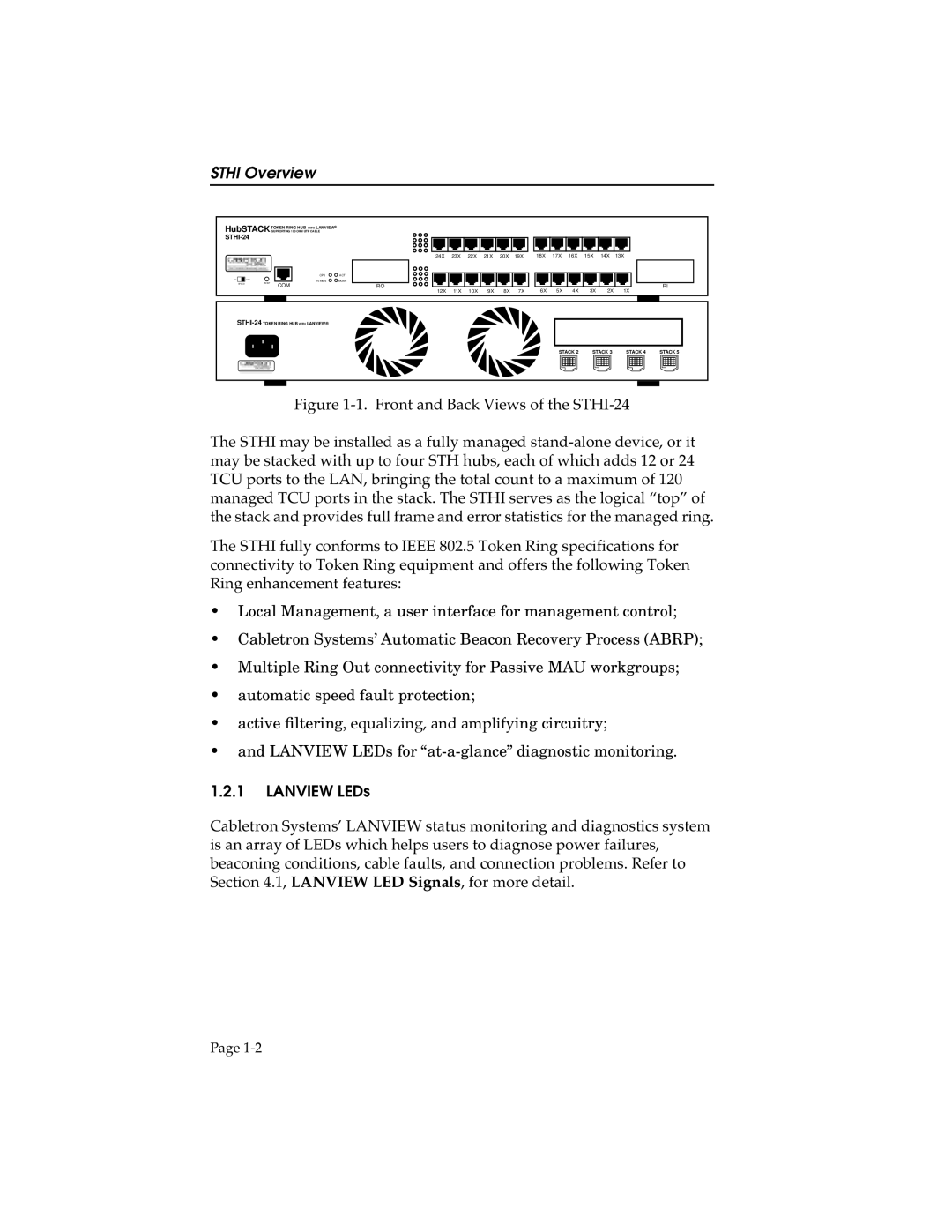Cabletron Systems manual STHI Overview, LANVIEW LEDs 