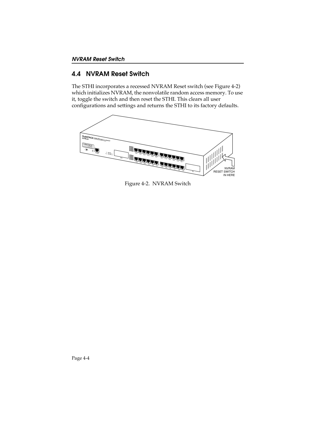 Cabletron Systems STHI manual NVRAM Reset Switch 