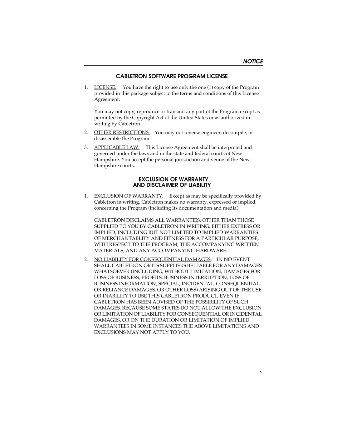 Cabletron Systems STHI manual Cabletron Software Program License, Exclusion Of Warranty, And Disclaimer Of Liability 