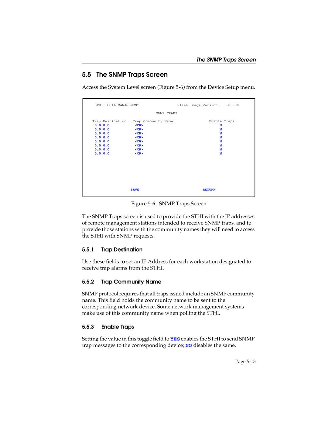 Cabletron Systems STHI manual The SNMP Traps Screen, 6. SNMP Traps Screen 