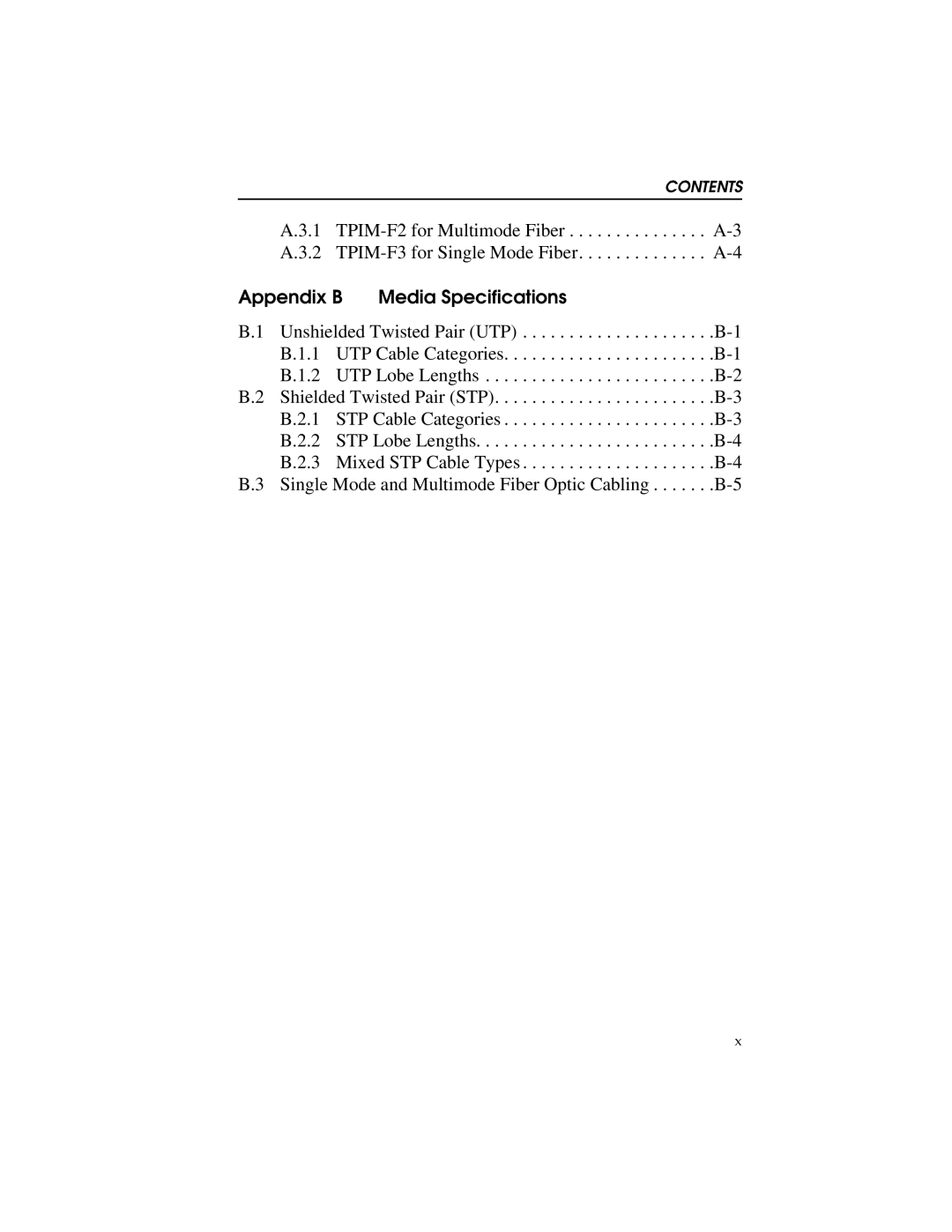 Cabletron Systems STHI manual Appendix B Media Specifications 