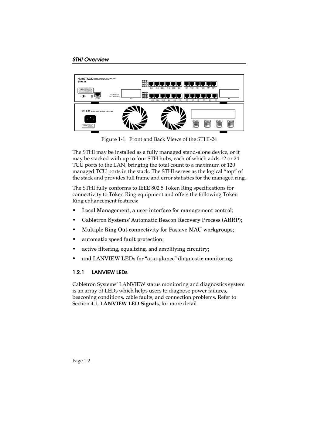 Cabletron Systems STHI manual Sthi Overview, Lanview LEDs 