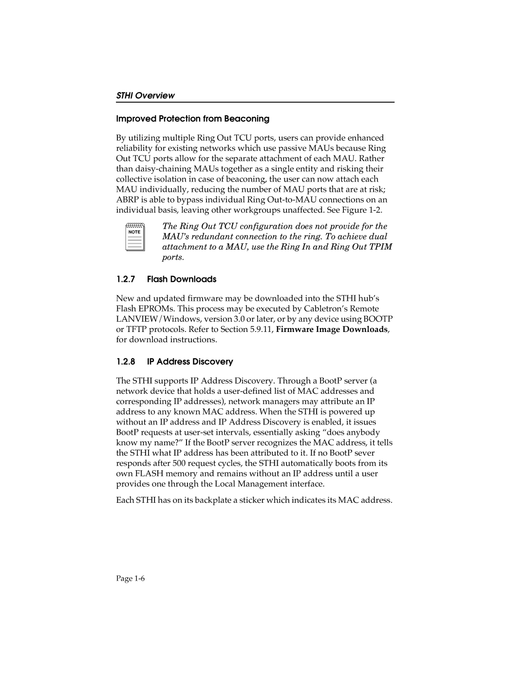 Cabletron Systems STHI manual Improved Protection from Beaconing, Flash Downloads, IP Address Discovery 