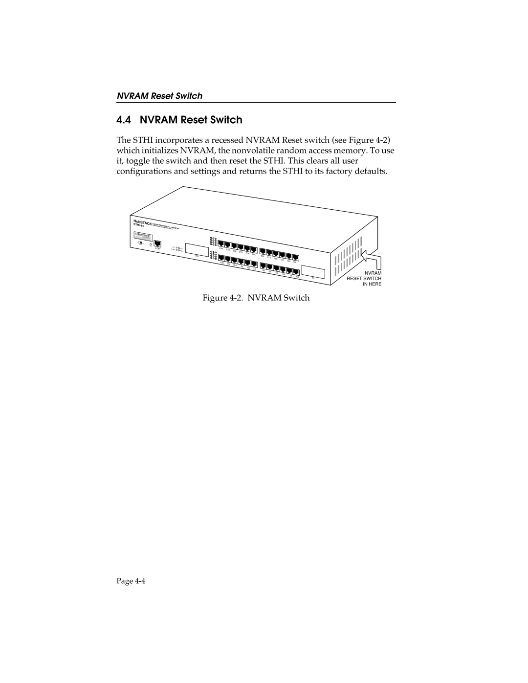 Cabletron Systems STHI manual Nvram Reset Switch 