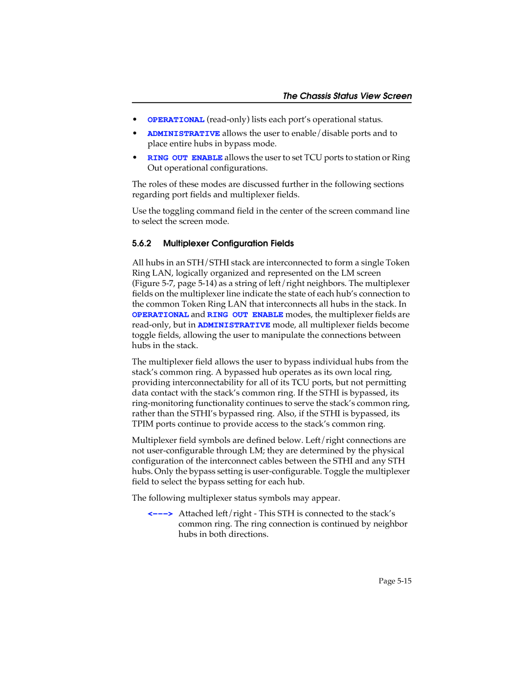 Cabletron Systems STHI manual Multiplexer Configuration Fields 