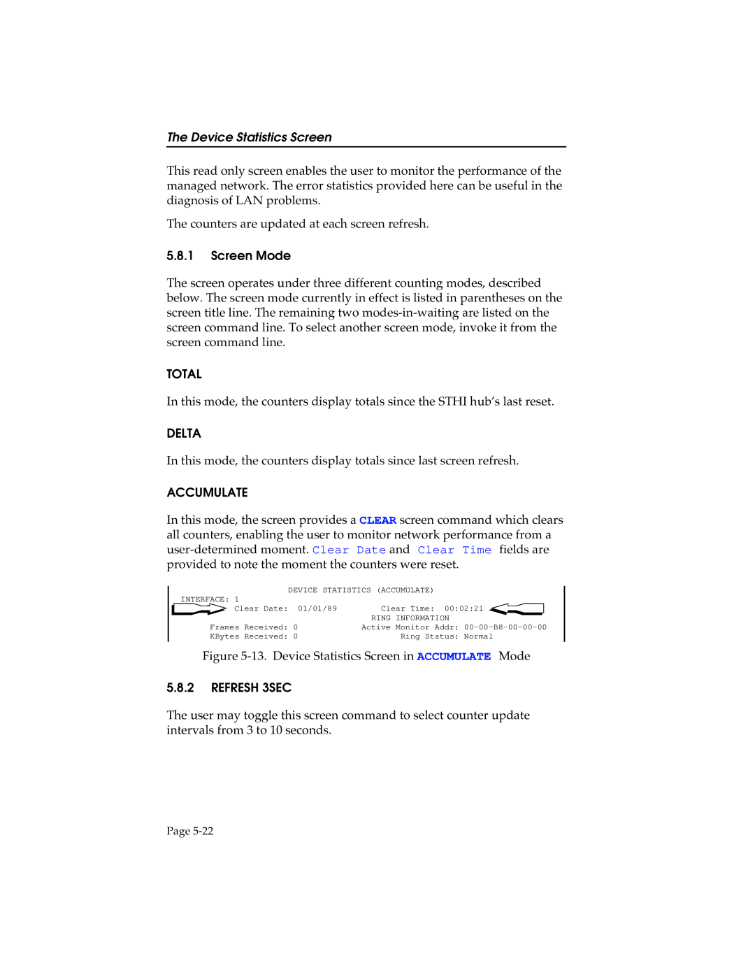 Cabletron Systems STHI manual Screen Mode, Accumulate 