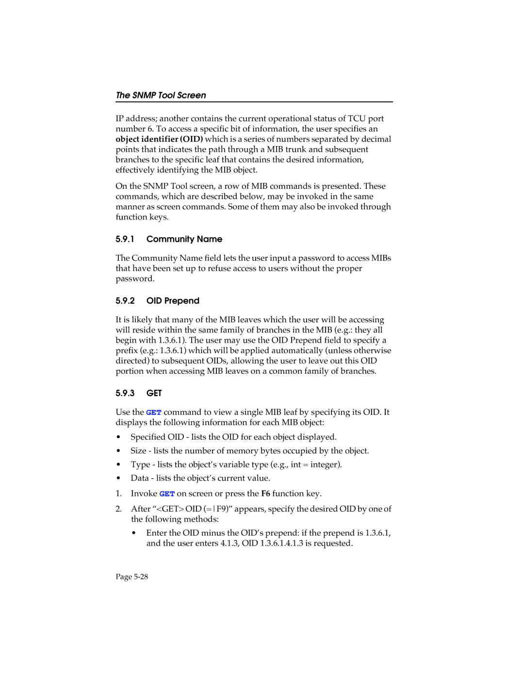 Cabletron Systems STHI manual OID Prepend, 3 GET 