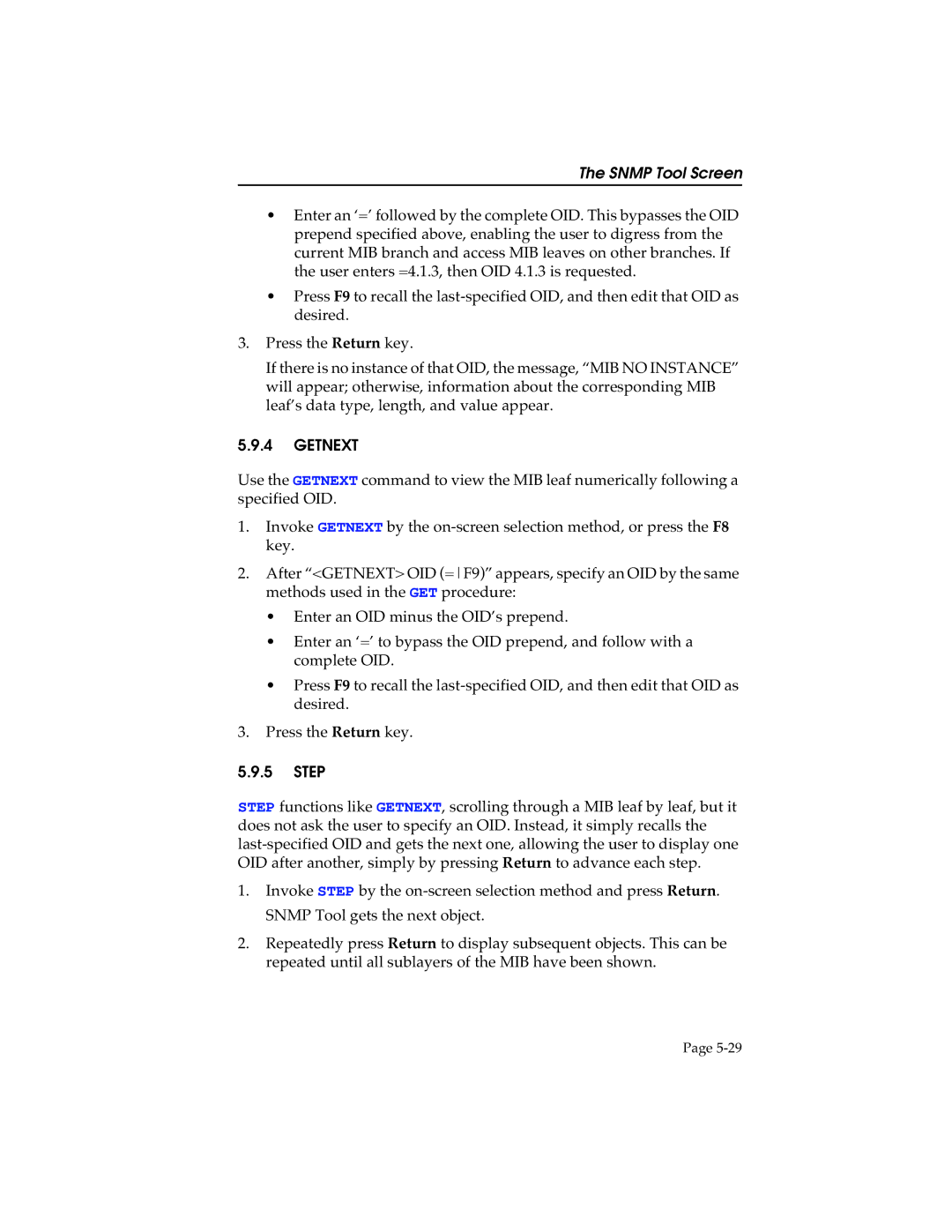 Cabletron Systems STHI manual Getnext, Step 