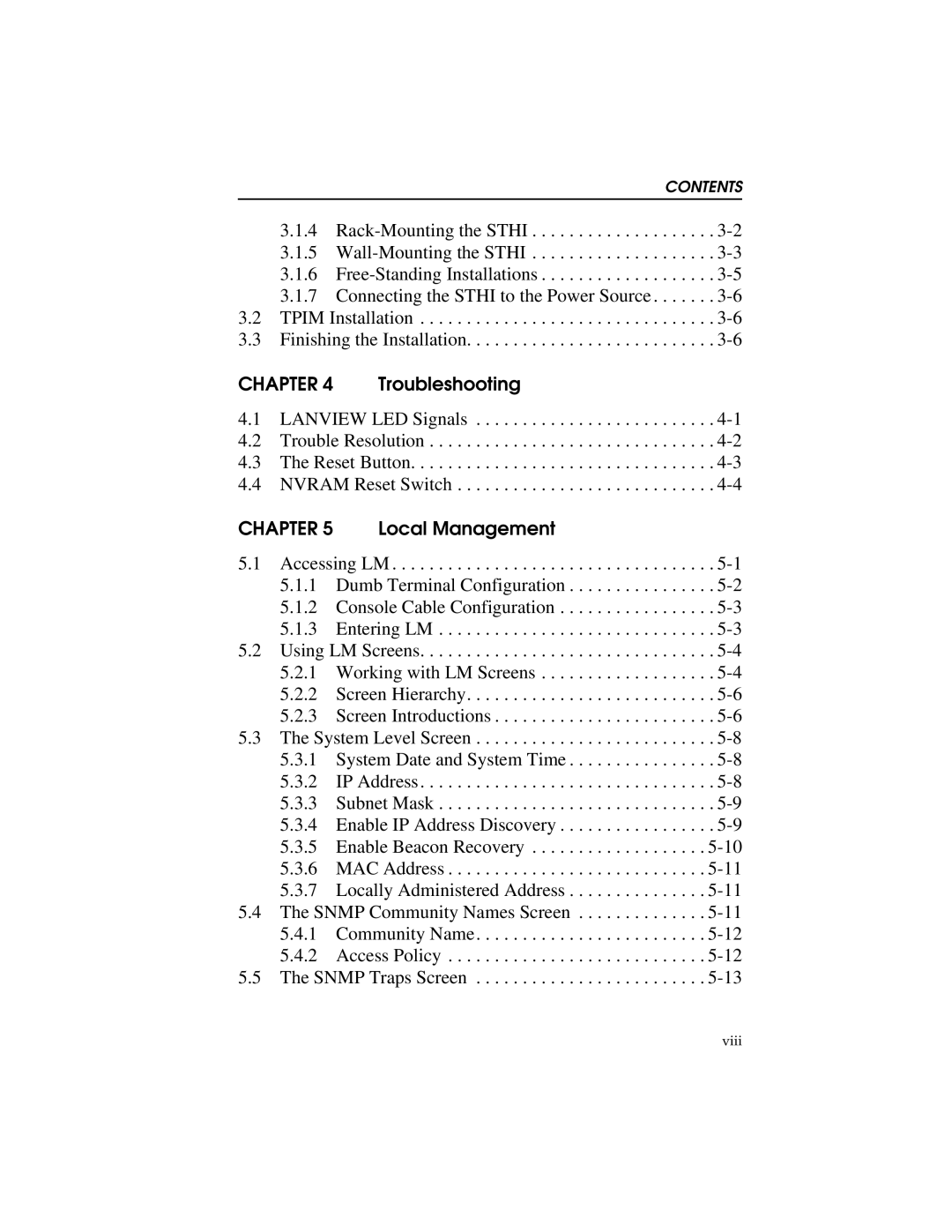 Cabletron Systems STHI manual Troubleshooting, Local Management 