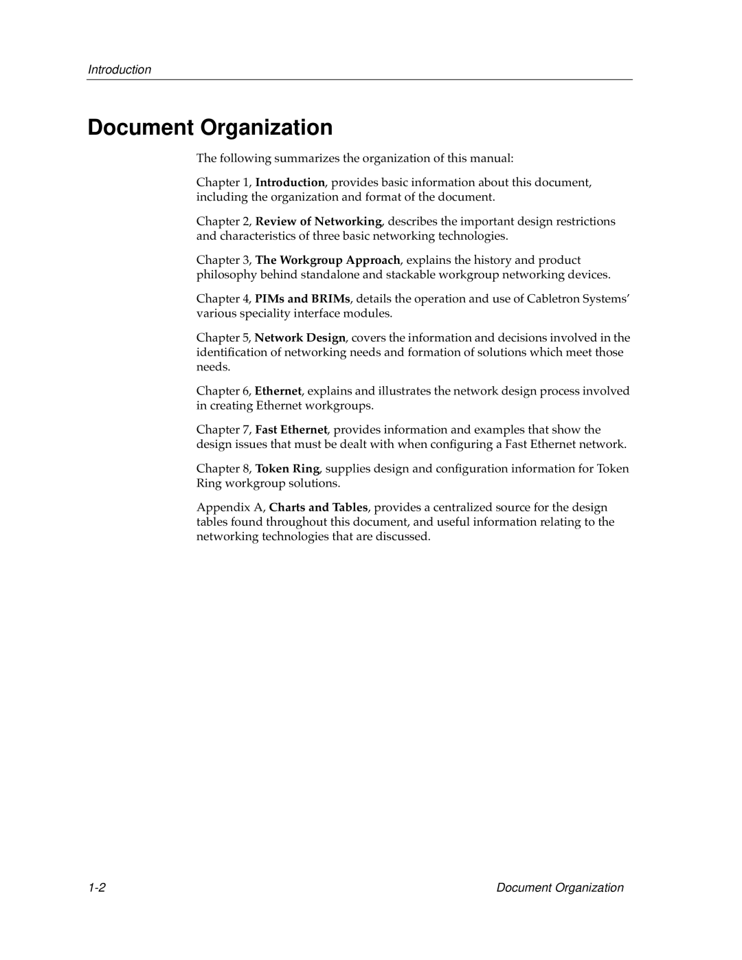 Cabletron Systems switches, bridges manual Document Organization 