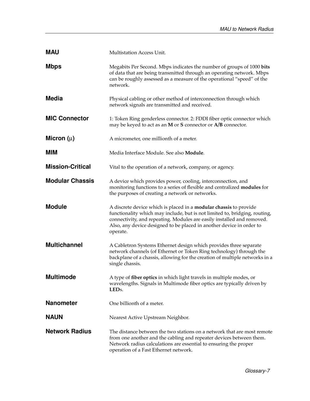 Cabletron Systems bridges, switches manual Mau, Mim, Naun 