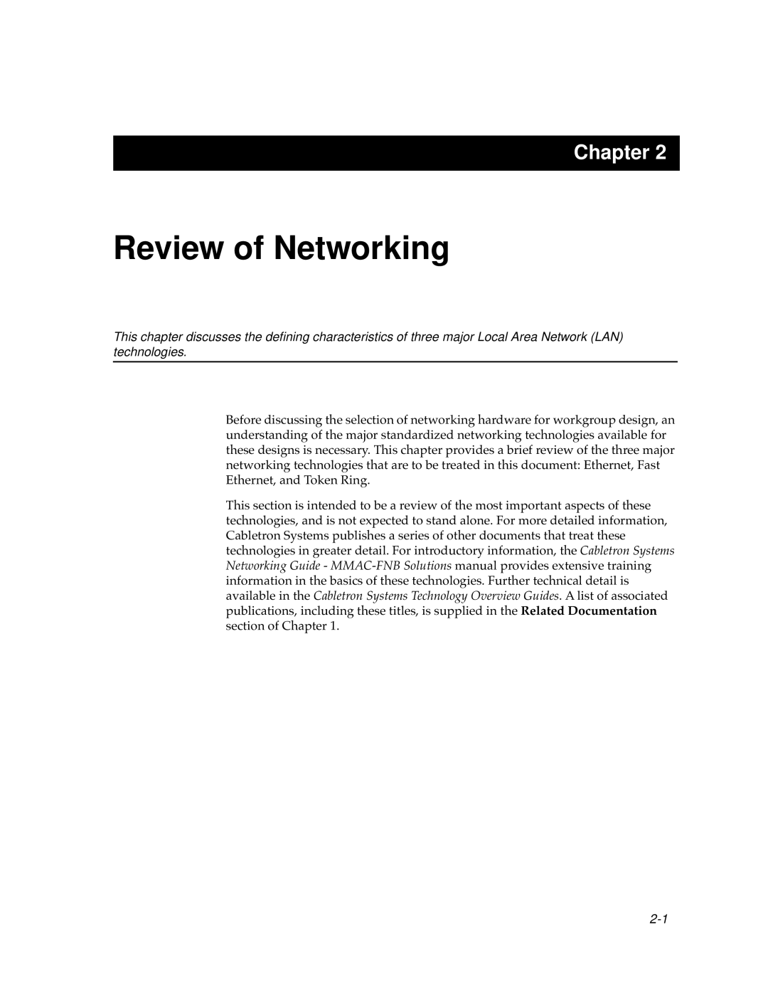 Cabletron Systems bridges, switches manual Review of Networking 