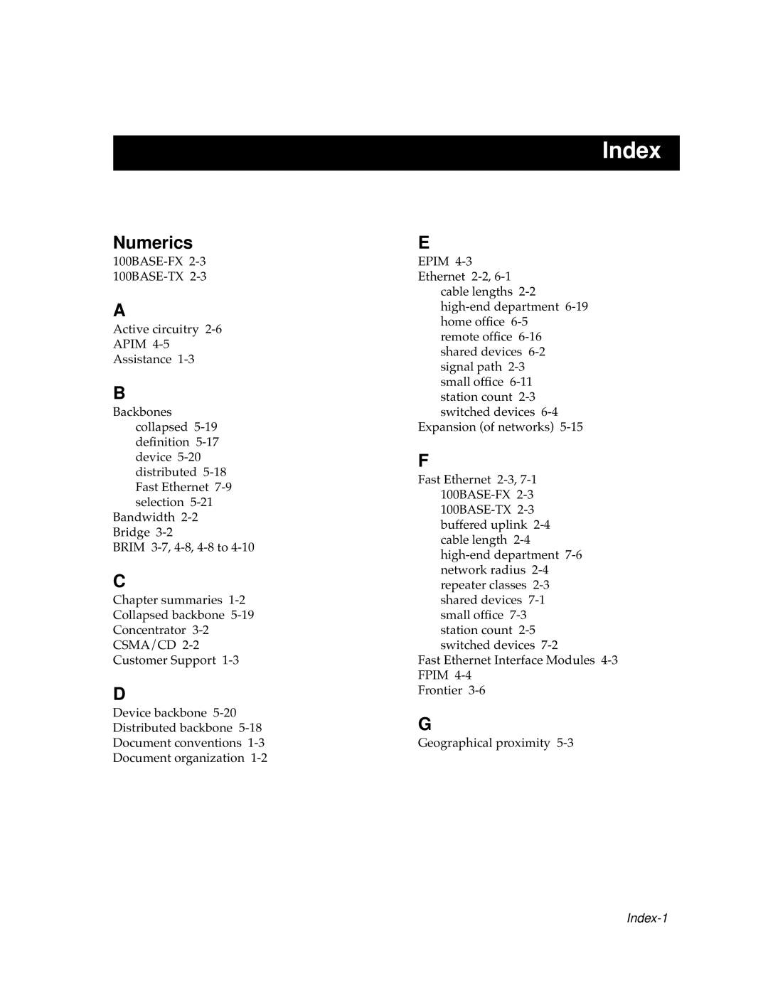 Cabletron Systems bridges, switches manual Index, Numerics 