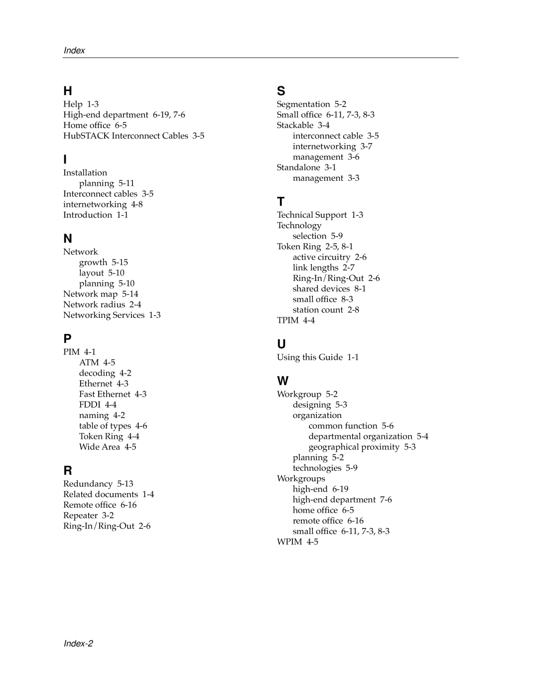 Cabletron Systems switches, bridges manual Index-2 