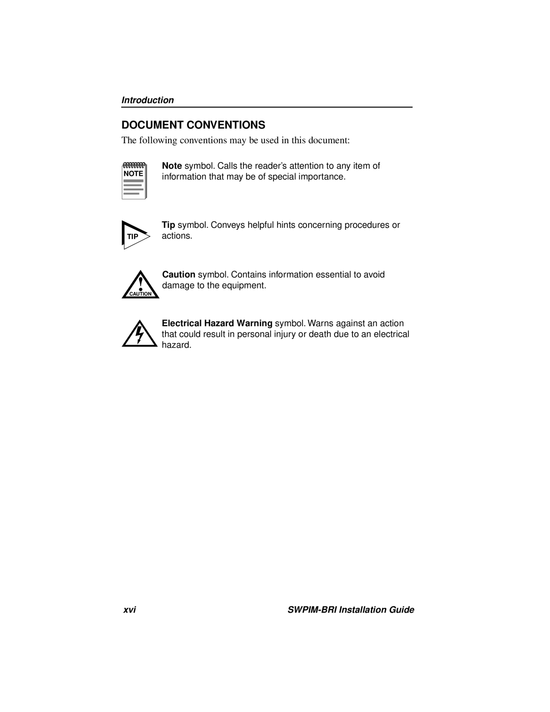 Cabletron Systems SWPIM-BRI manual Document Conventions, Following conventions may be used in this document 