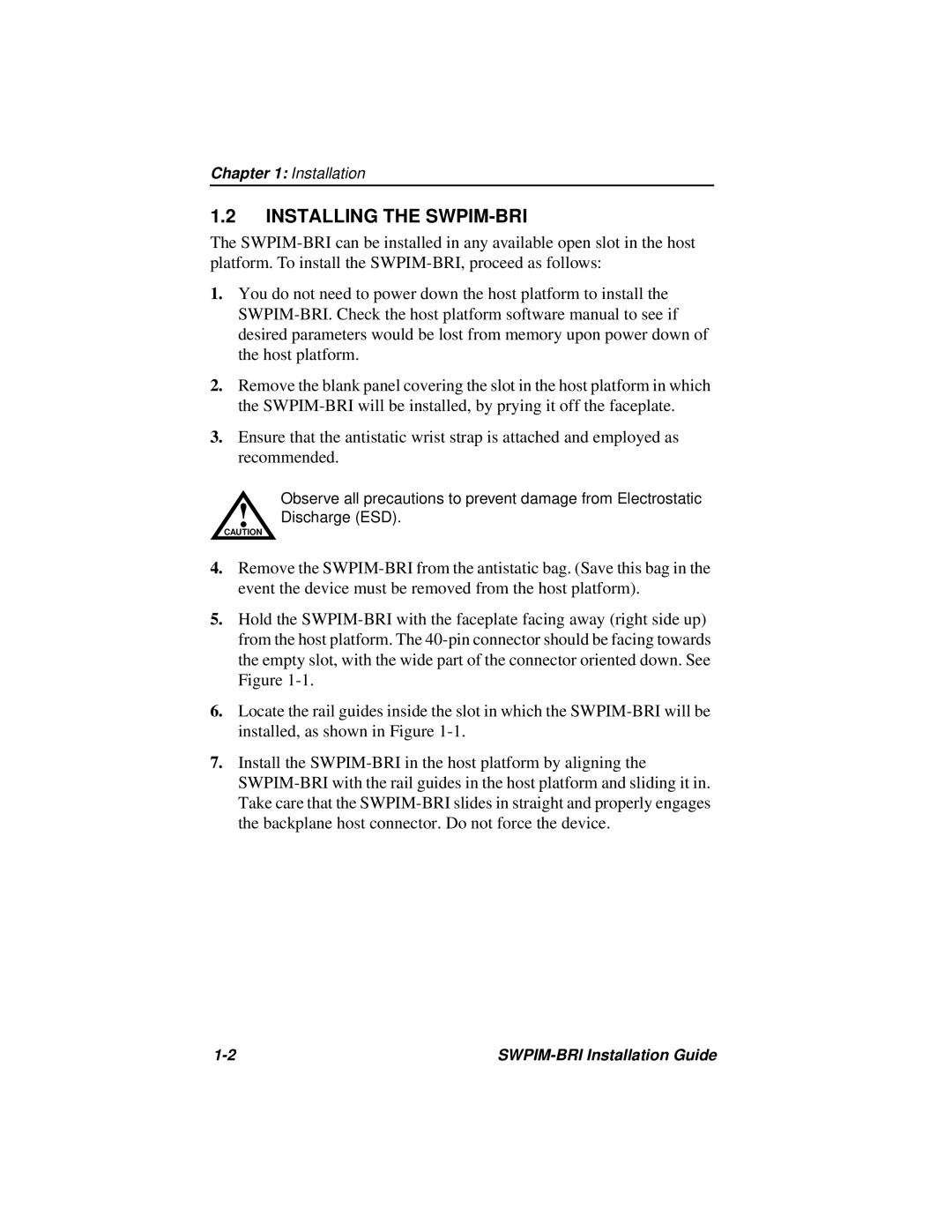 Cabletron Systems manual Installing the SWPIM-BRI 