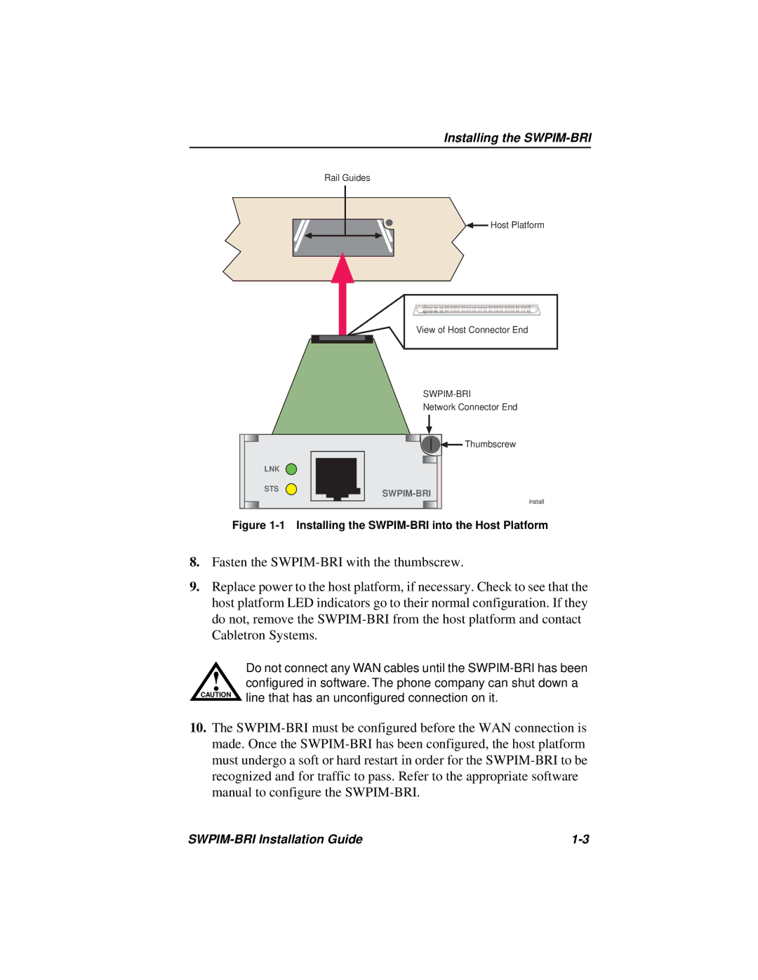 Cabletron Systems manual Installing the SWPIM-BRI 