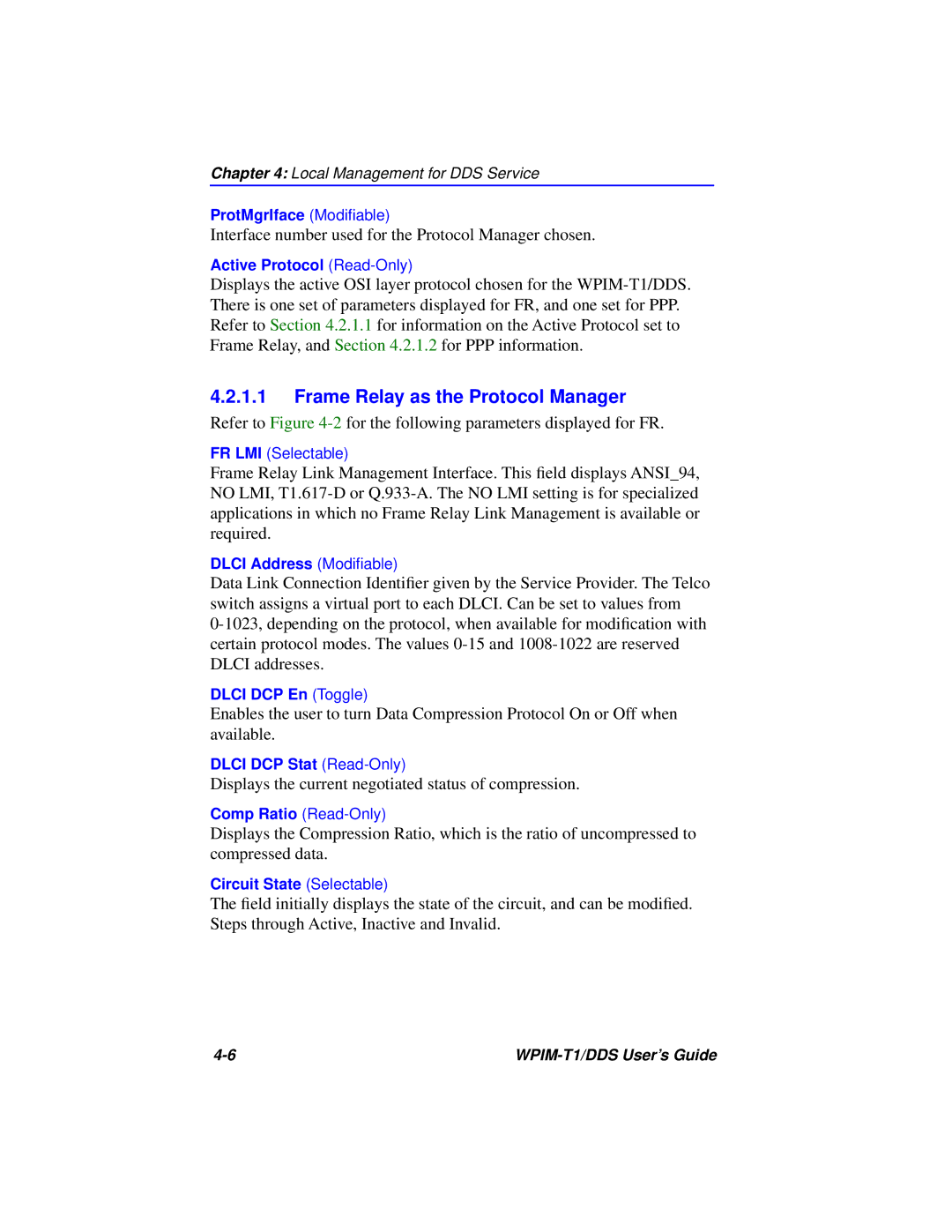 Cabletron Systems T1 manual Refer to -2for the following parameters displayed for FR 