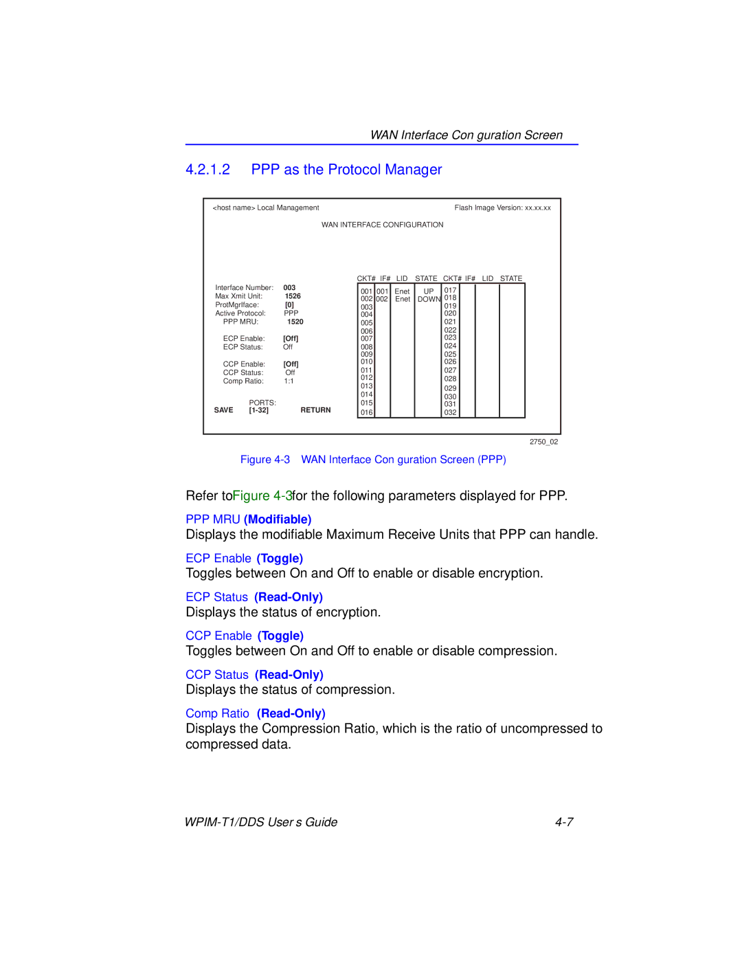 Cabletron Systems T1 manual Refer to -3for the following parameters displayed for PPP 