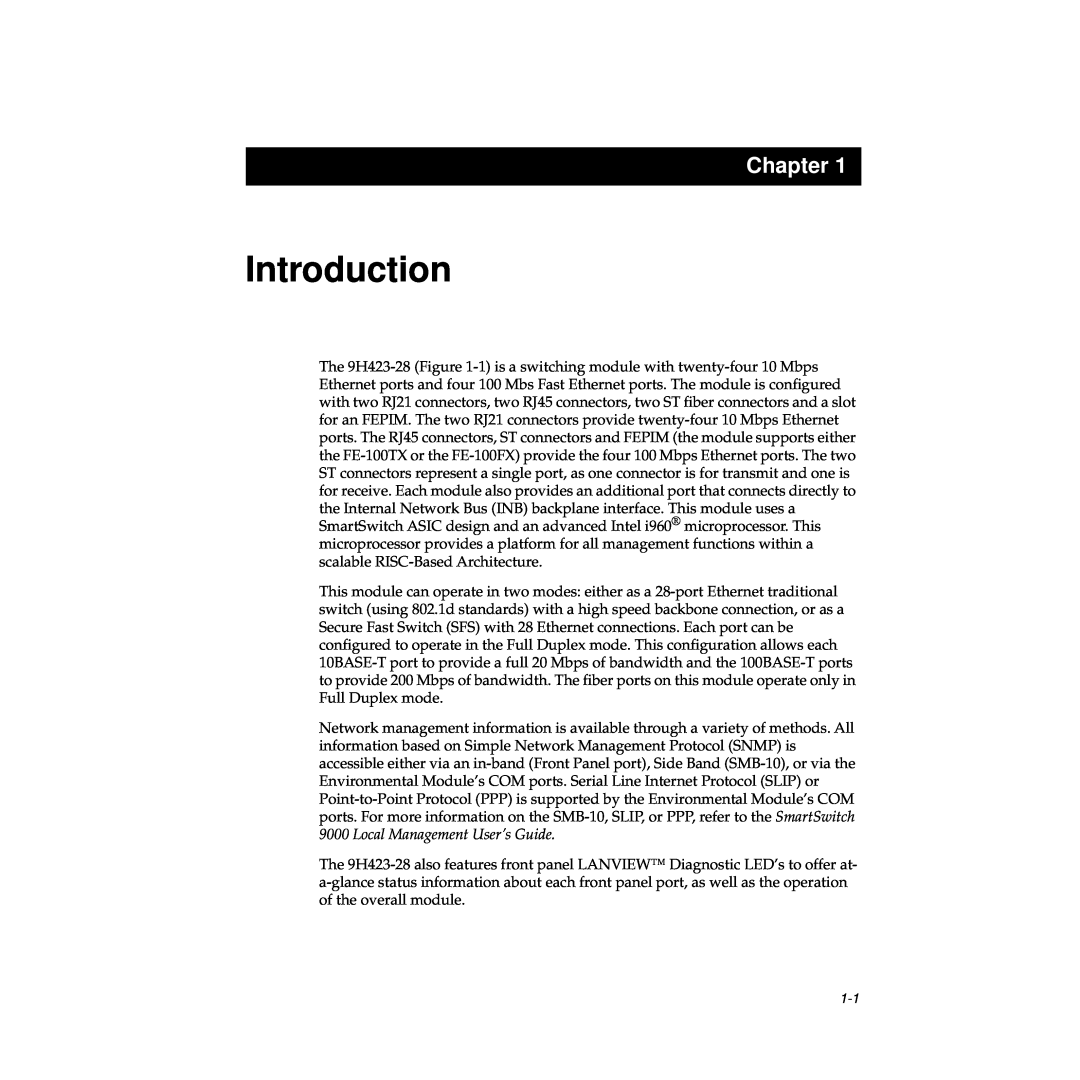 Cabletron Systems TRFMIM-28 manual Introduction, Chapter 