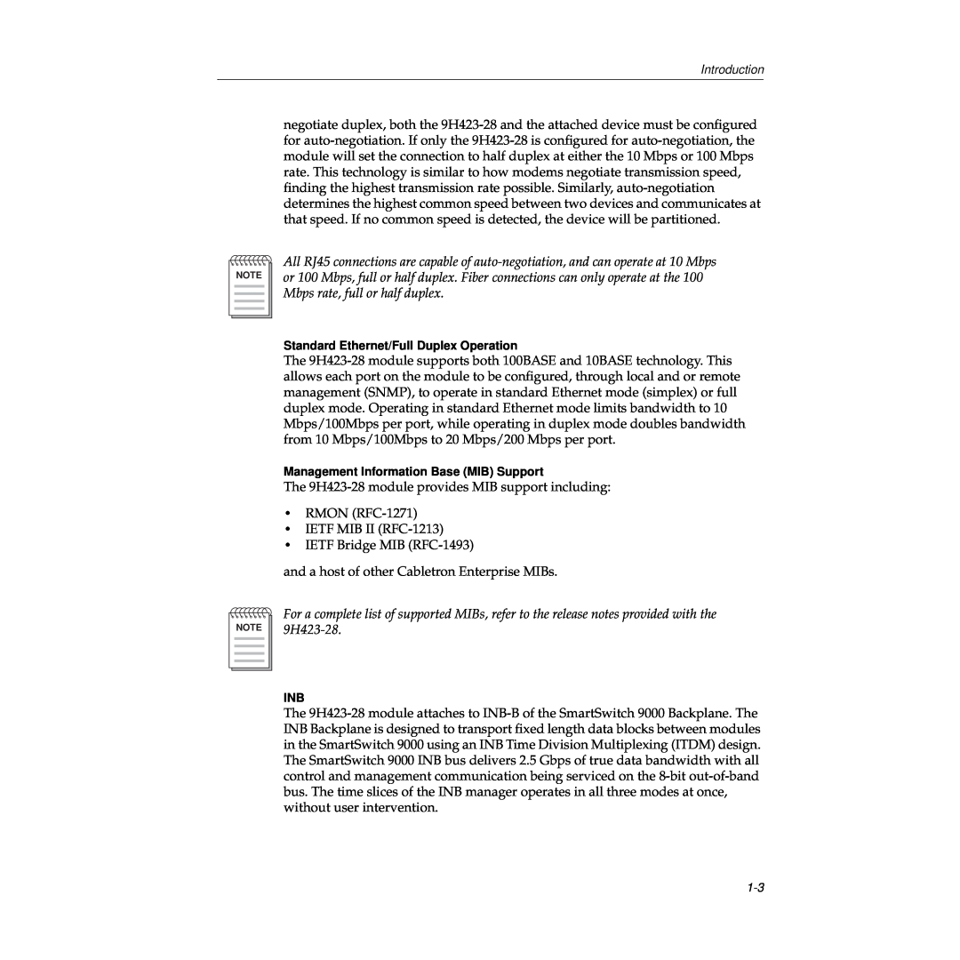 Cabletron Systems TRFMIM-28 manual The 9H423-28 module provides MIB support including RMON RFC-1271 