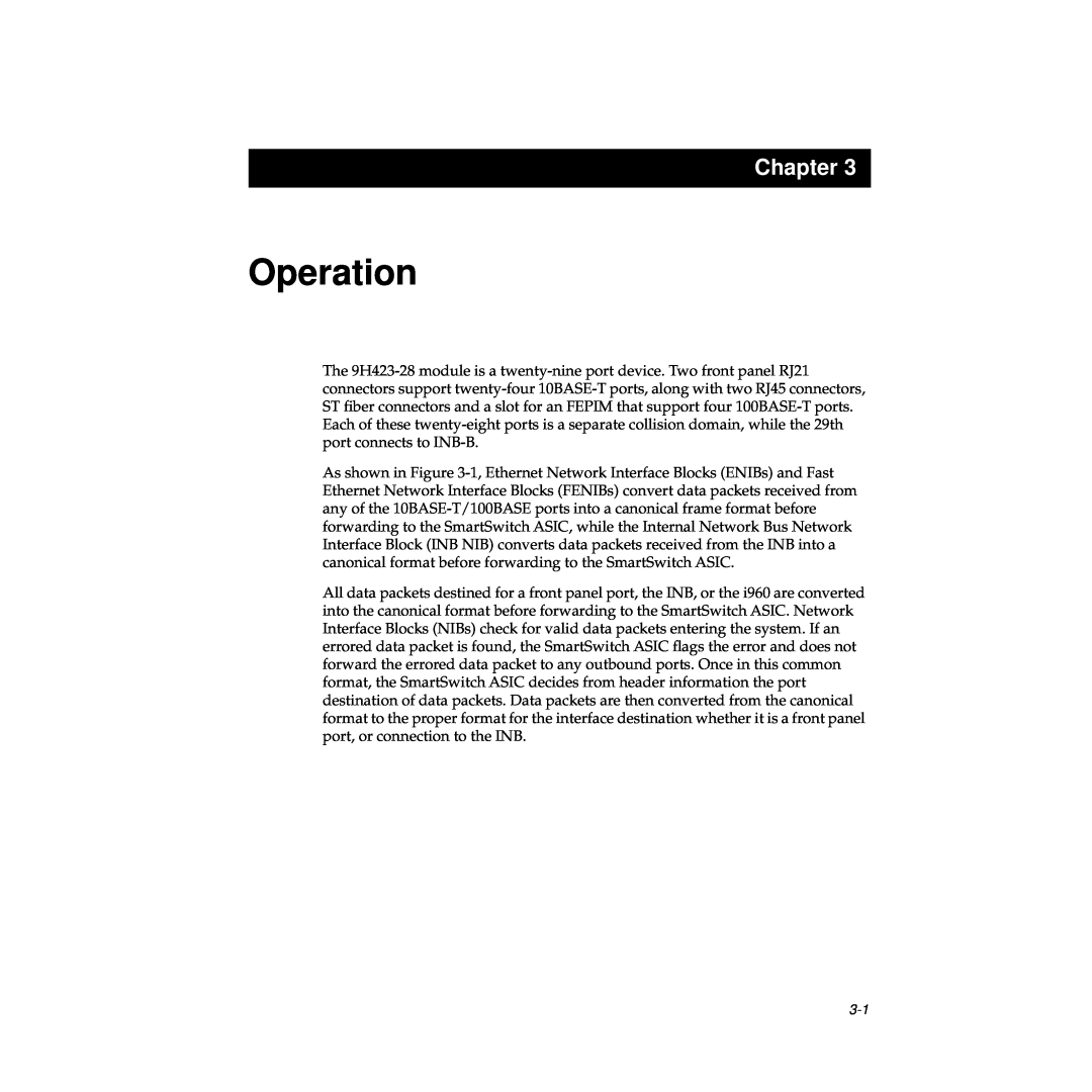 Cabletron Systems TRFMIM-28 manual Operation, Chapter 