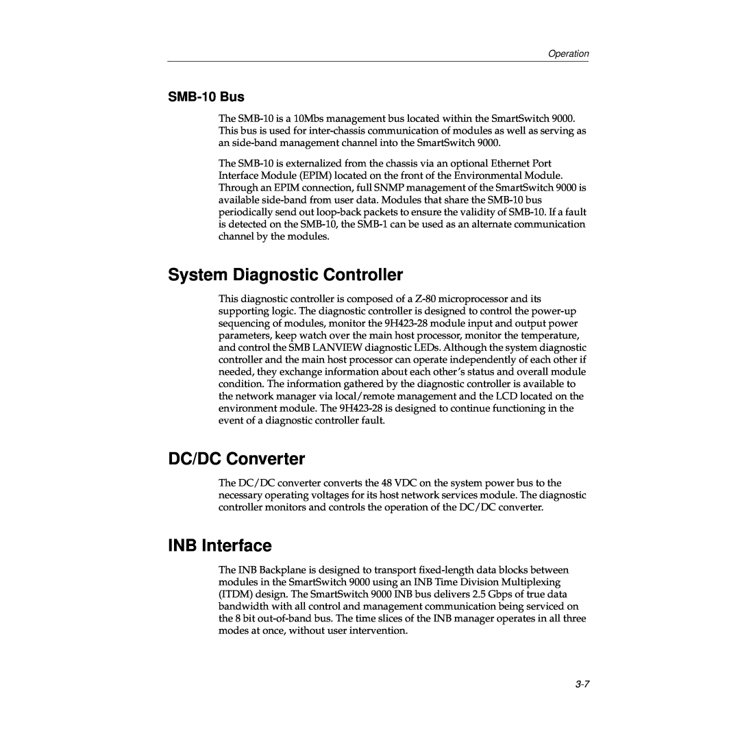 Cabletron Systems TRFMIM-28 manual System Diagnostic Controller, DC/DC Converter, INB Interface, SMB-10 Bus 