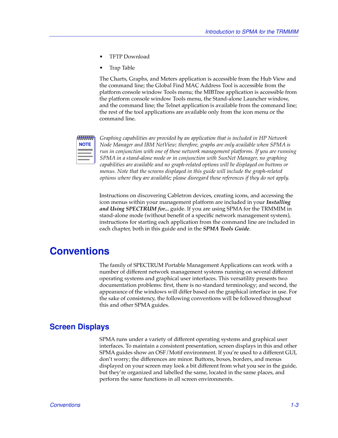 Cabletron Systems TRMMIM manual Conventions, Screen Displays 