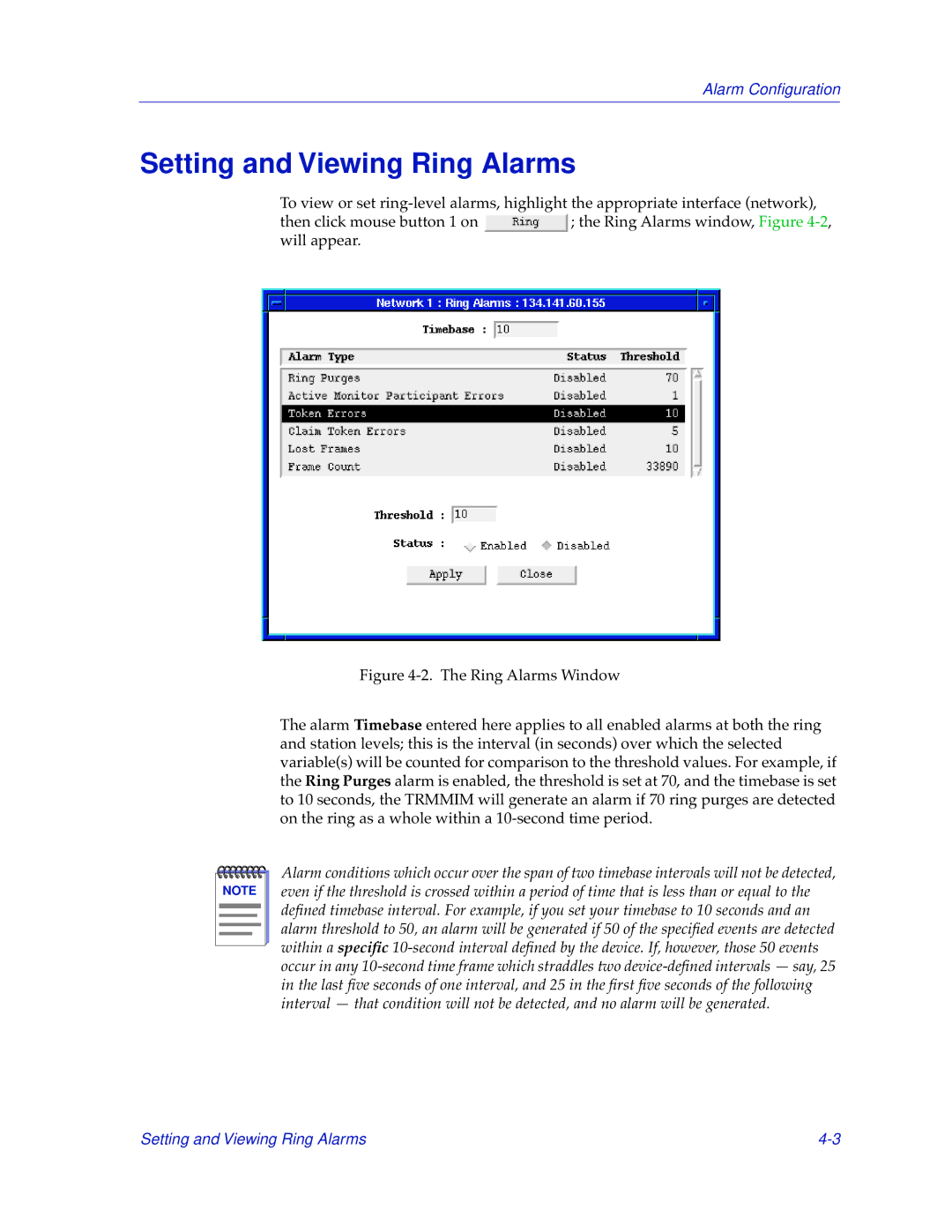 Cabletron Systems TRMMIM manual Setting and Viewing Ring Alarms 